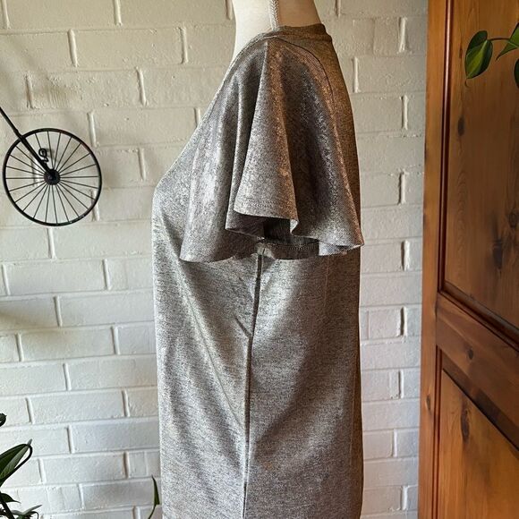 𝅺CATHERINE Malandrino blouse short flutter sleeves metallic finish size M - Picture 5 of 8